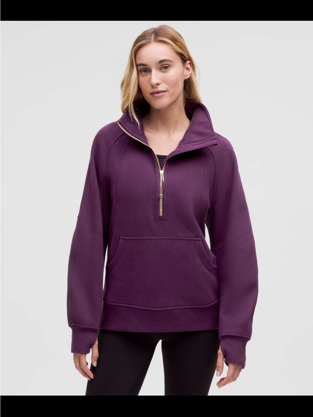 Lululemon Scuba Oversized Funnel-Neck Half Zip Gold Zip Dramatic Magenta XS/S